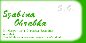 szabina ohrabka business card